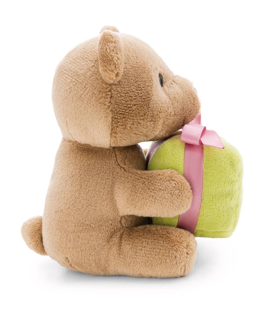 NICI Kuscheltier Bär braun mit grünem Geschenk