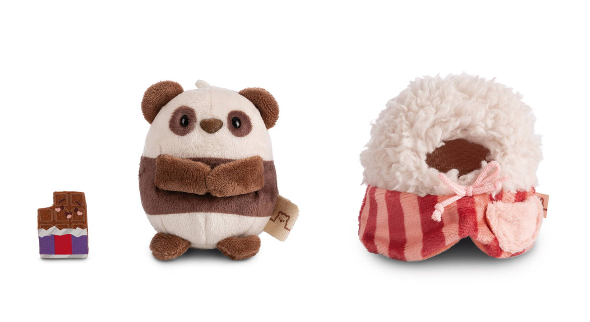 NICI Kuscheltier mymochi Panda Kono mit Schokolade und Popcornkostüm