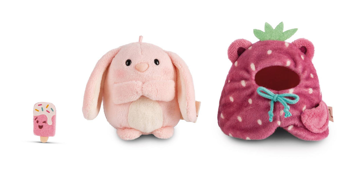 NICI Kuscheltier mymochi Hase Pibu mit Softeis und Erdbeerkostüm
