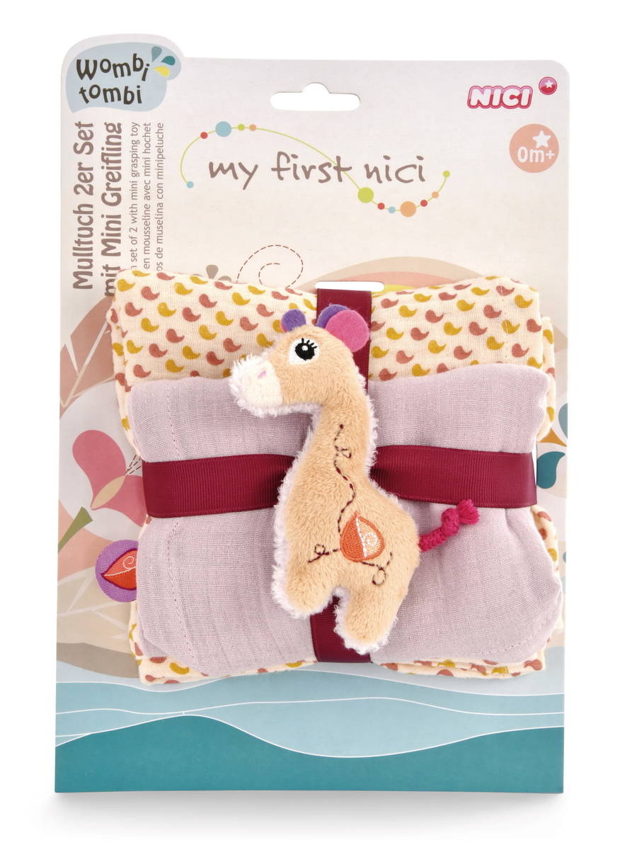 NICI Mulltuch mit Greifling Giraffe Sasuma