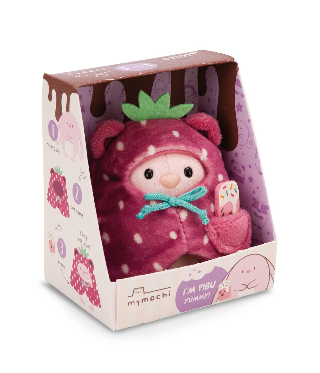 NICI Kuscheltier mymochi Hase Pibu mit Softeis und Erdbeerkostüm