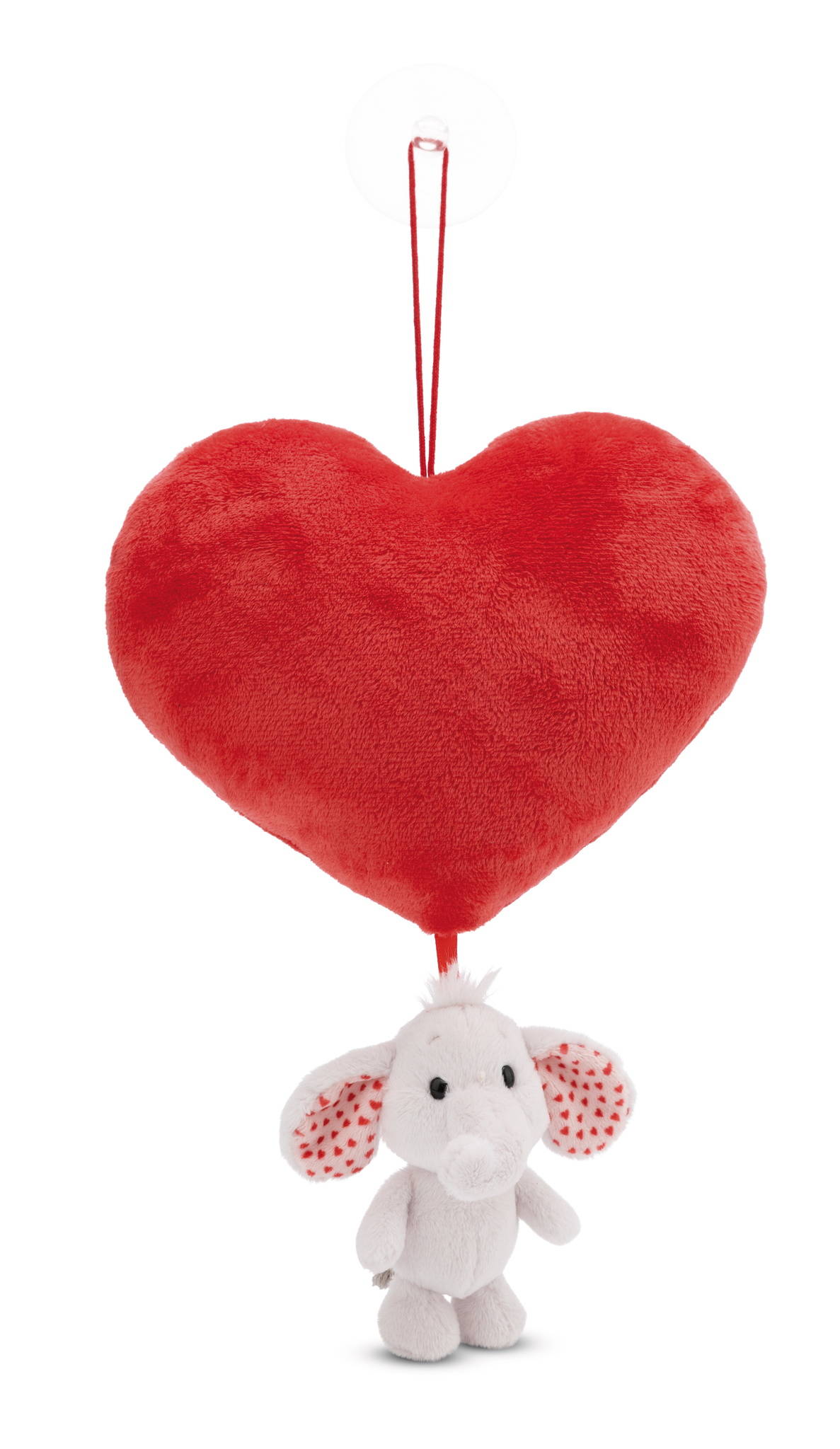 NICI Plüschherz mit Love Elefant hellgrau
