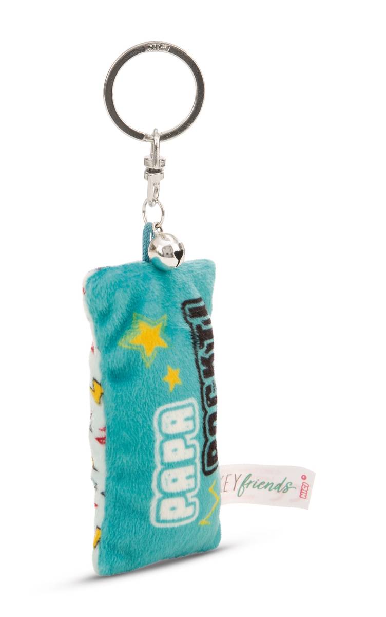 NICI Schlüsselanhänger  Mini Plüschkissen "Papa rockt!" mit Glöckchen