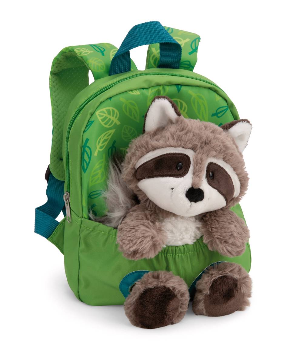 NICI Rucksack grün  mit Waschbär