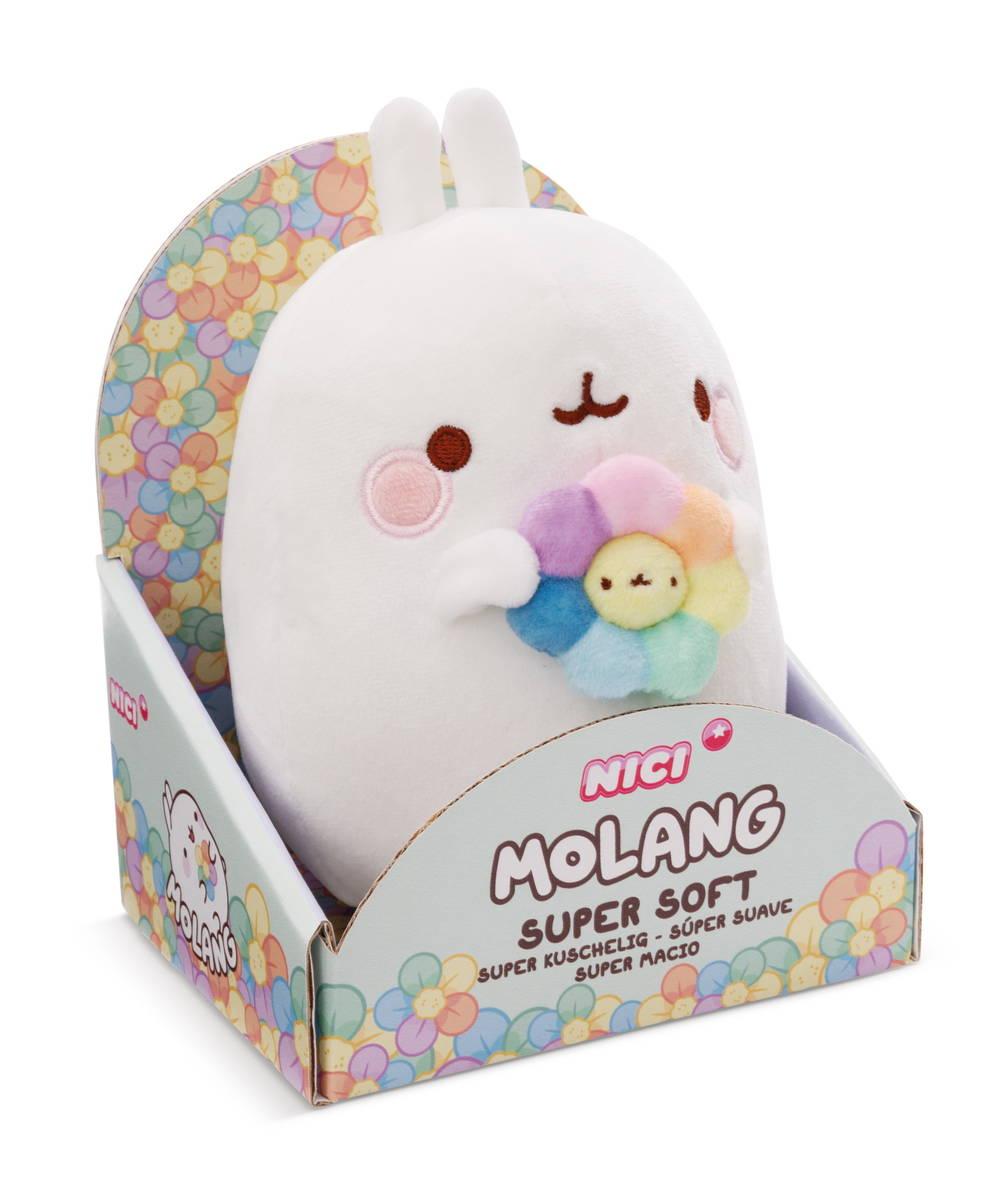 NICI Kuscheltier Molang mit Regenbogenblume