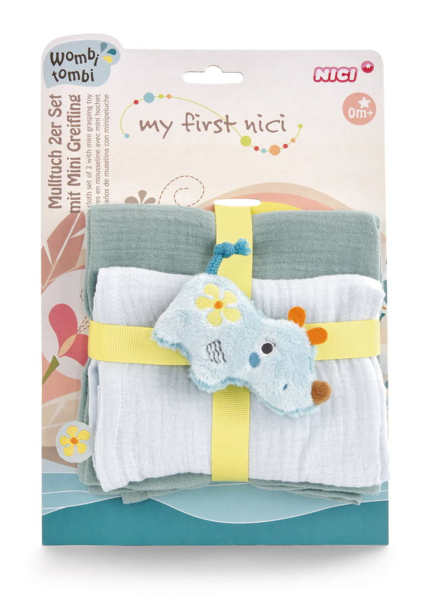 NICI Mulltuch mit Greifling Nashorn Manuffi