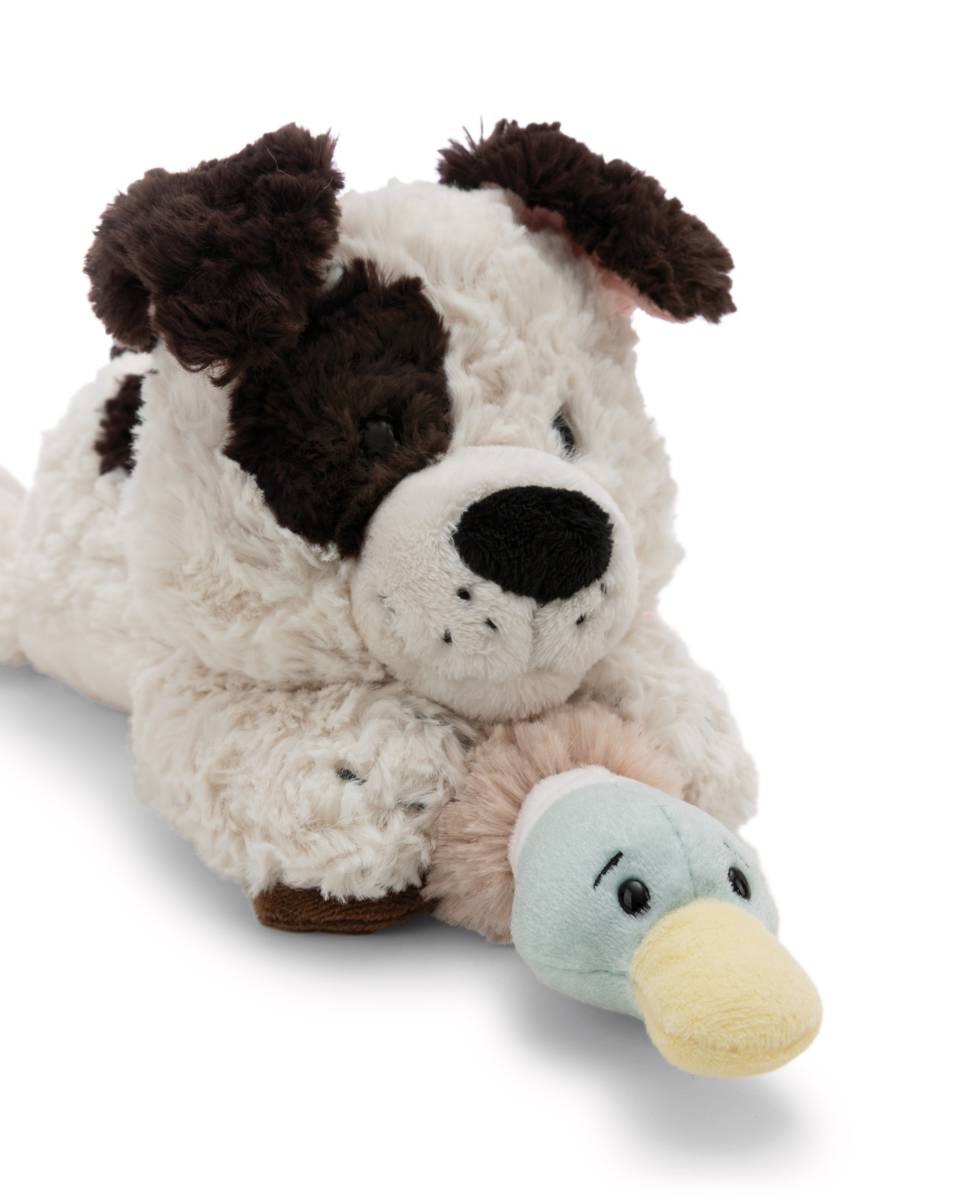 NICI Kuscheltier Hund weiss und Ente 30cm liegend