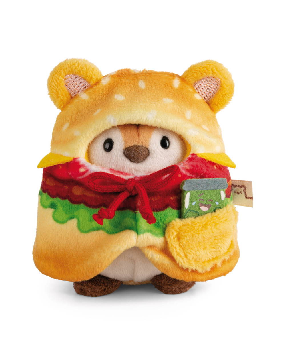 NICI Kuscheltier mymochi Tiger Tiggy mit Gurkenglas und Hamburgerkostüm