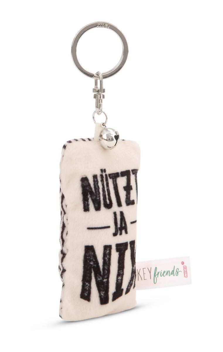 NICI Schlüsselanhänger  Mini Plüschkissen "Nützt ja nix" mit Glöckchen