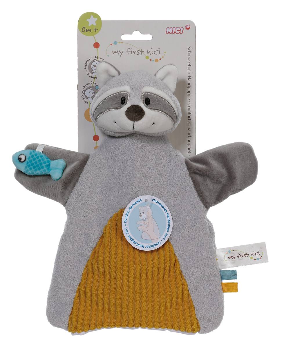 NICI Schmusetuch Handpuppe Waschbär 2 in 1