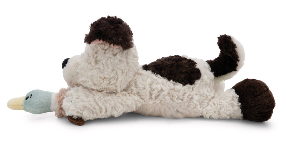 NICI Kuscheltier Hund weiss und Ente 30cm liegend