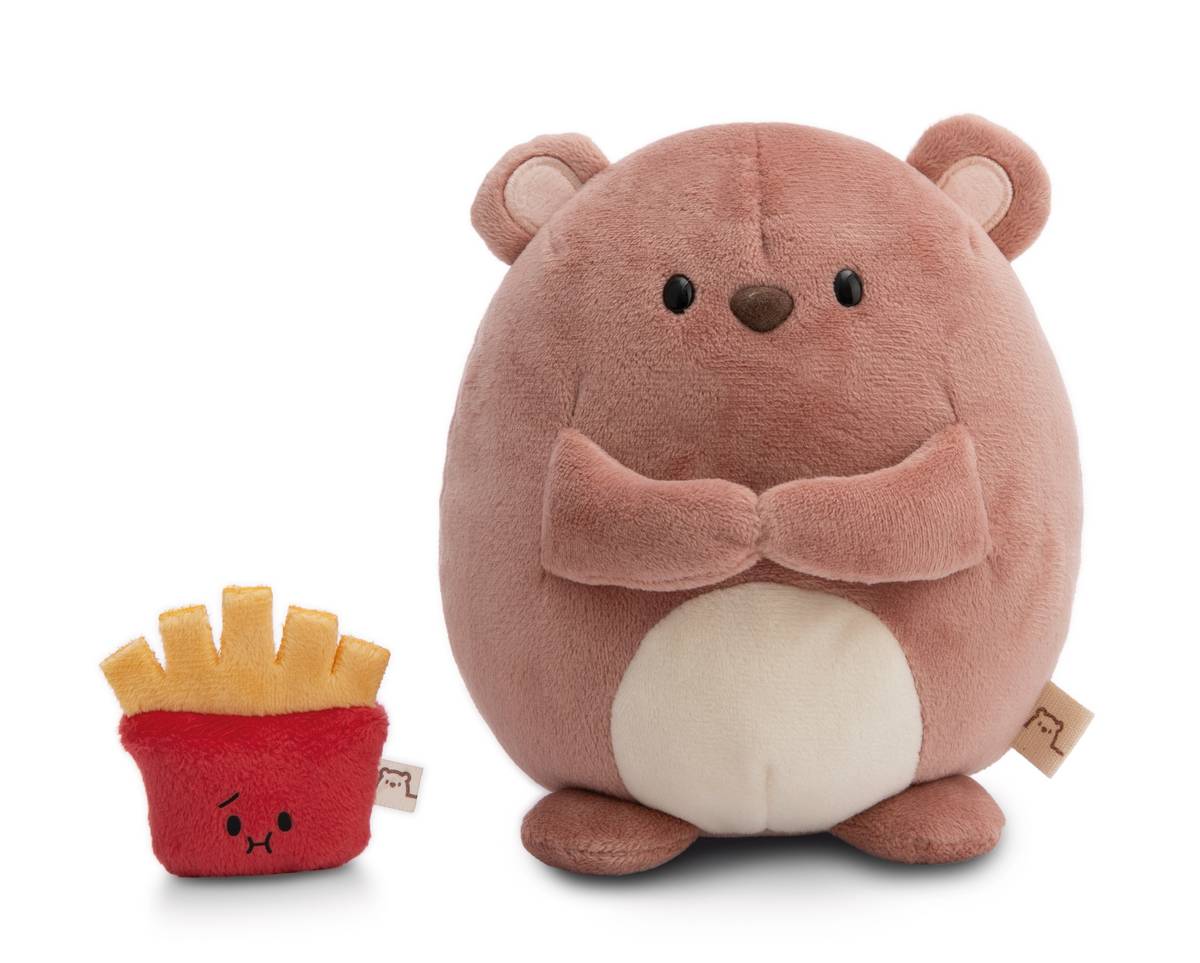 NICI Kuscheltier mymochi Bär Nomo mit Pommes in Geschenkbox