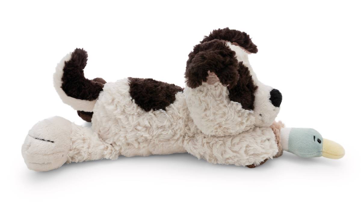 NICI Kuscheltier Hund weiss und Ente 30cm liegend