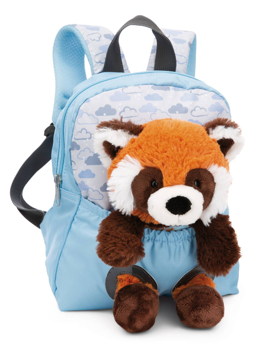 NICI Rucksack hellblau mit Rotem Panda