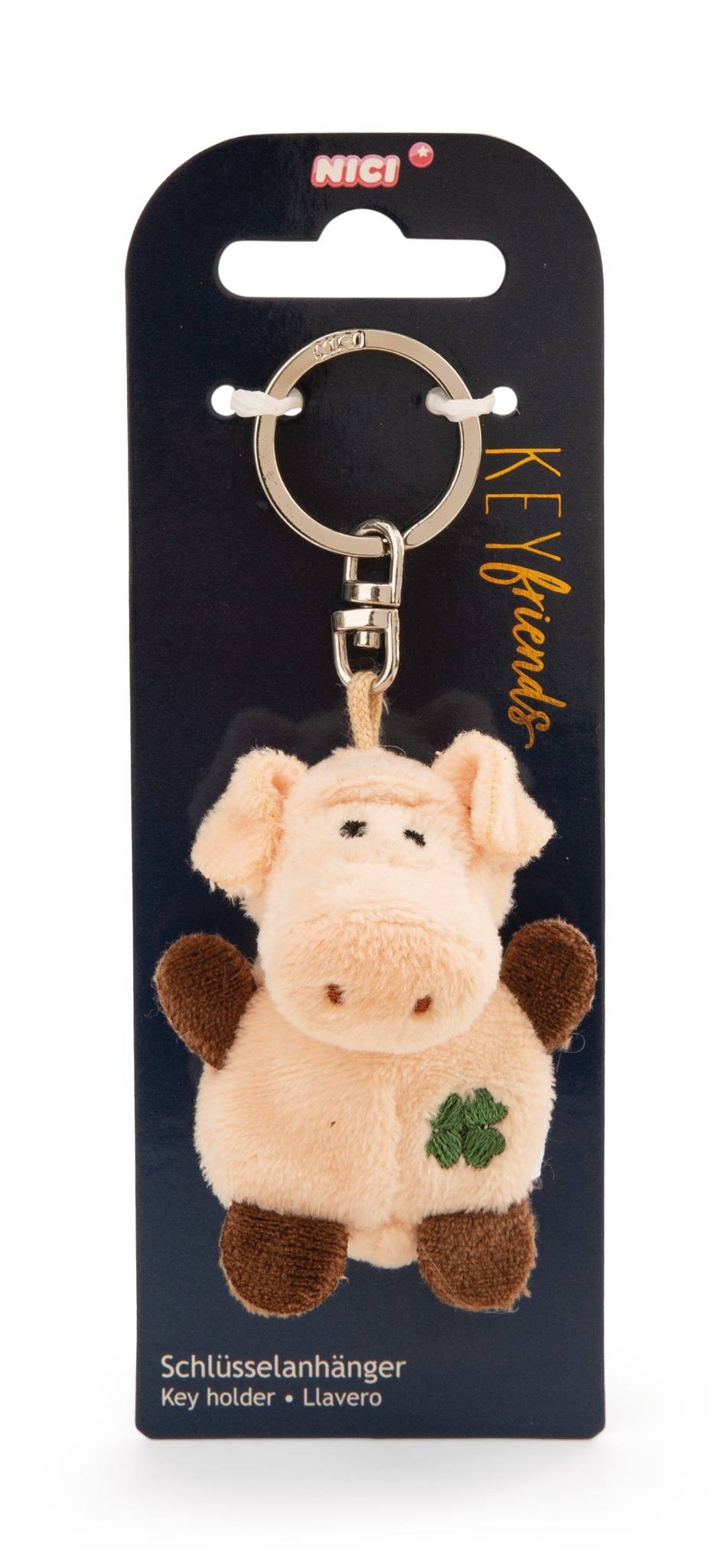 NICI Schlüsselanhänger  Schwein mit Kleeblatt