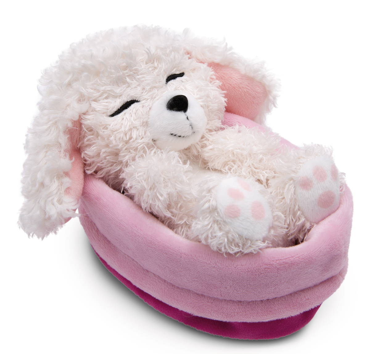 NICI Kuscheltier Hund Pudel weiss schlafend