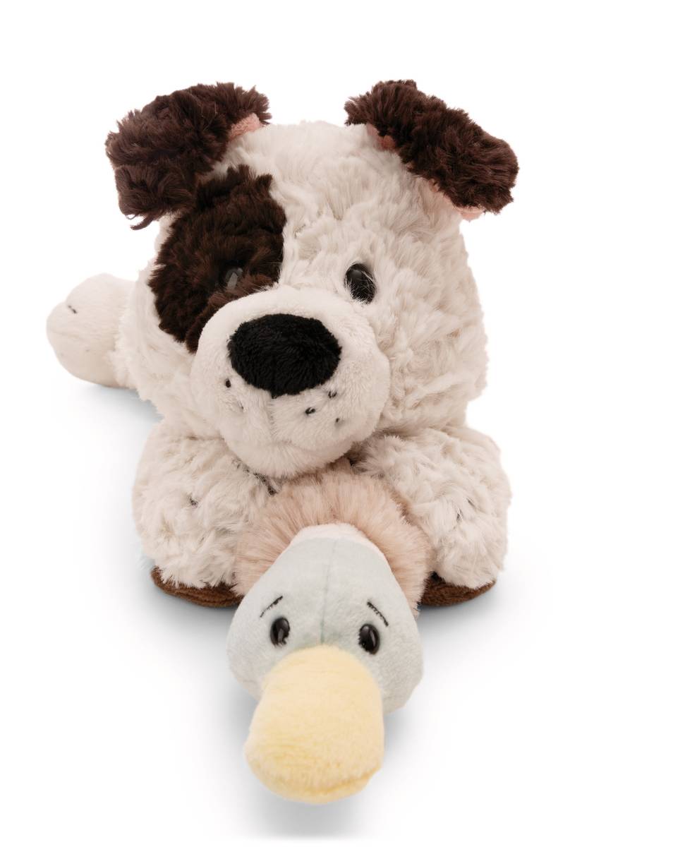 NICI Kuscheltier Hund weiss und Ente 30cm liegend