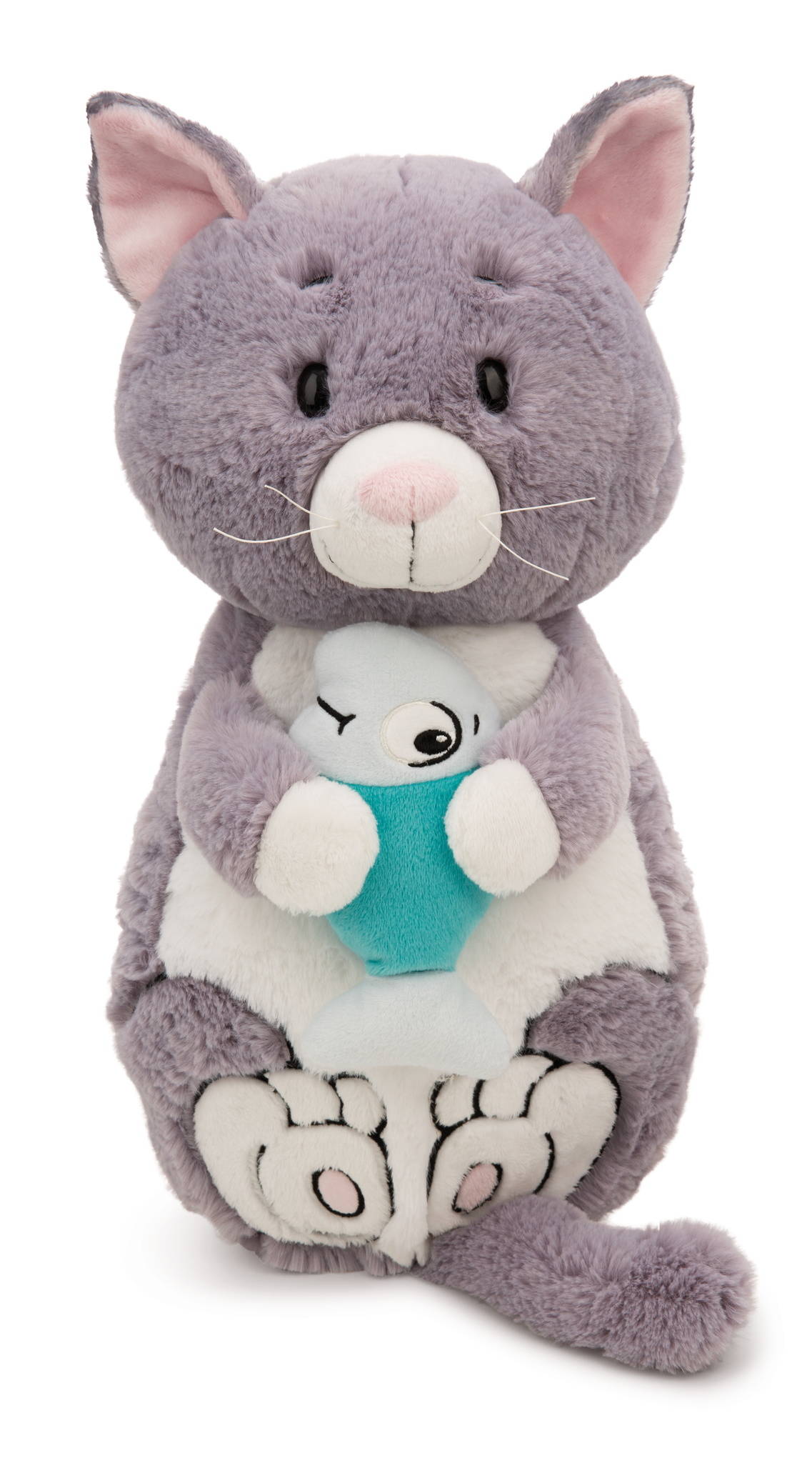 NICI Kissen Katze grau und Fisch