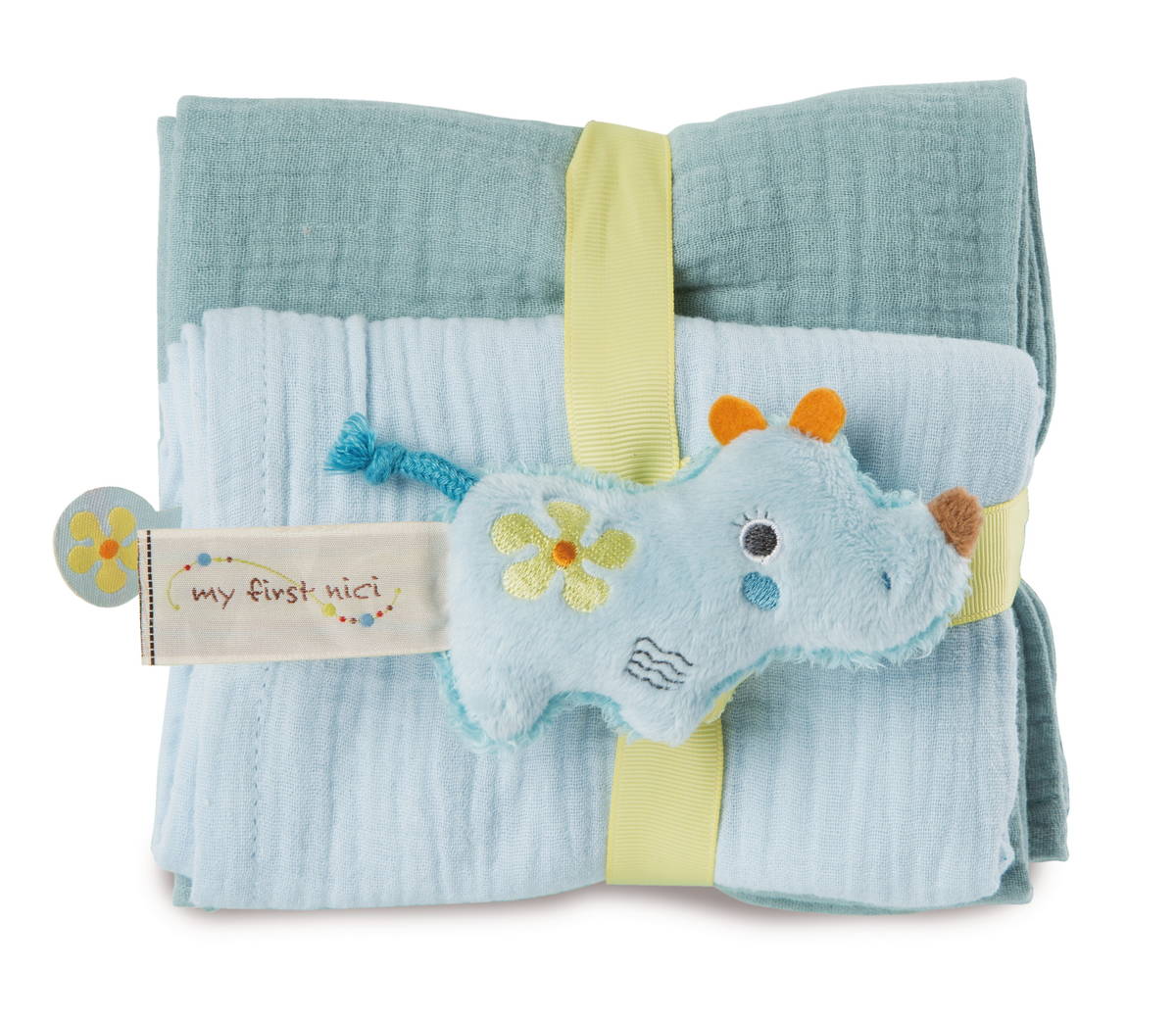 NICI Mulltuch mit Greifling Nashorn Manuffi