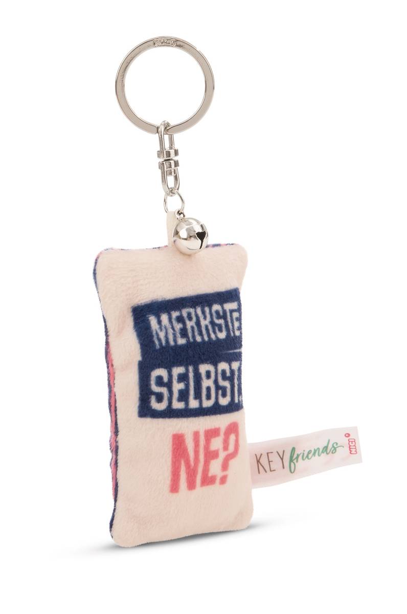 NICI Schlüsselanhänger  Mini Plüschkissen "Merkste selbst, ne?" mit Glöckchen