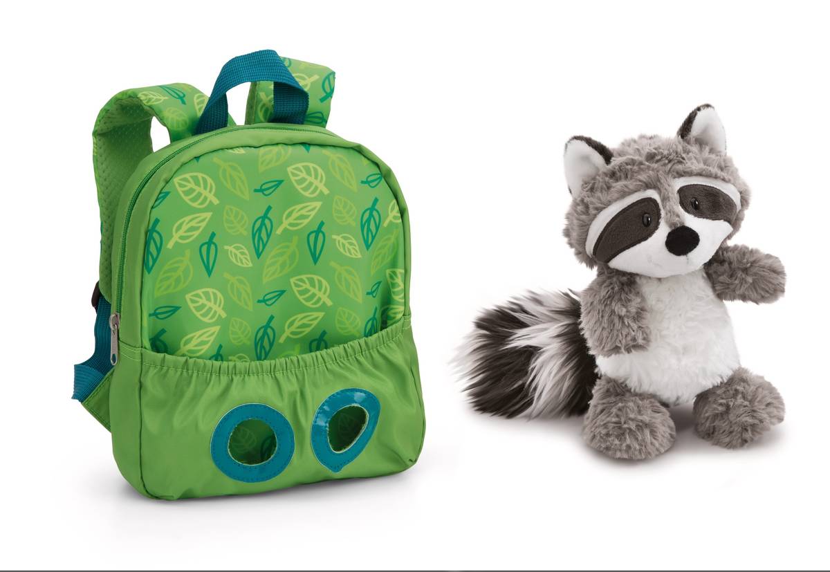 NICI Rucksack grün  mit Waschbär