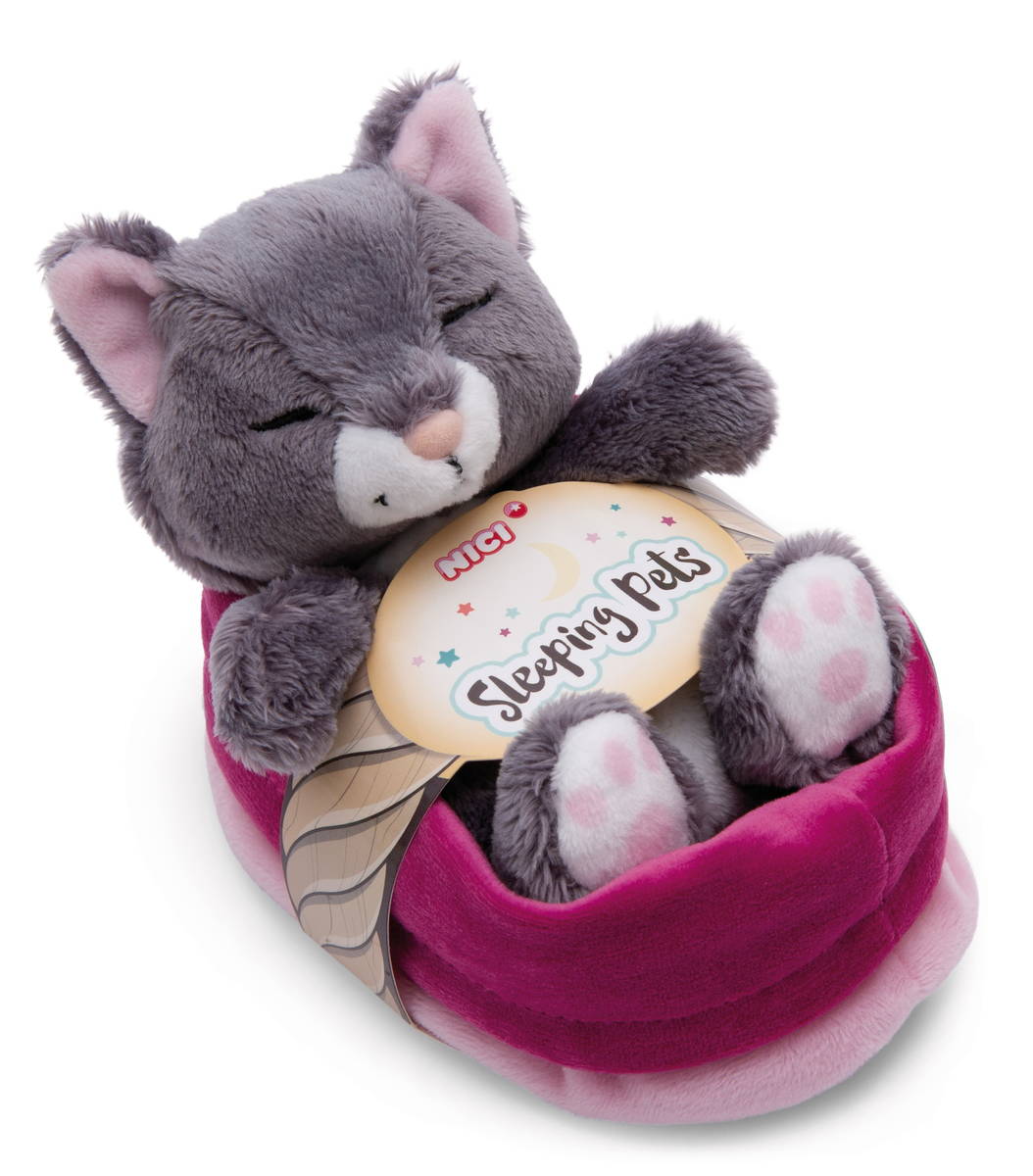 NICI Kuscheltier Katze grau schlafend
