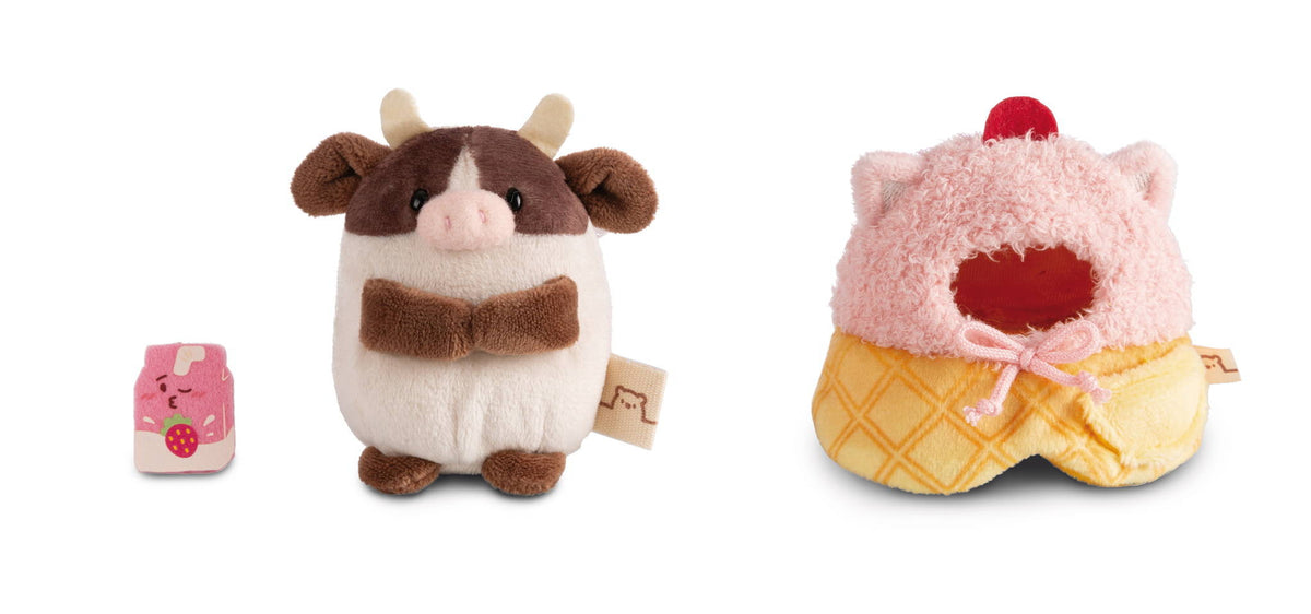 NICI Kuscheltier mymochi Kuh Moona mit Milchshake und Softeiskostüm