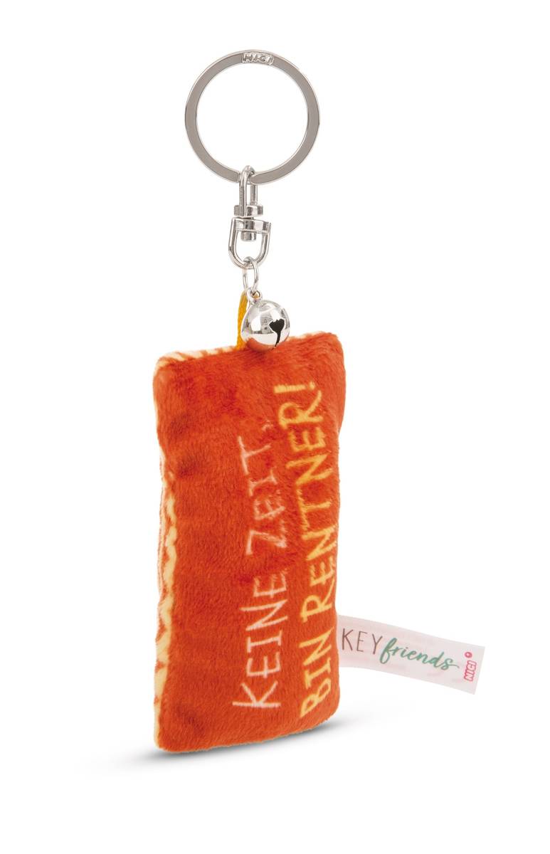 NICI Schlüsselanhänger  Mini Plüschkissen "Keine Zeit, bin Rentner!" mit Glöckchen