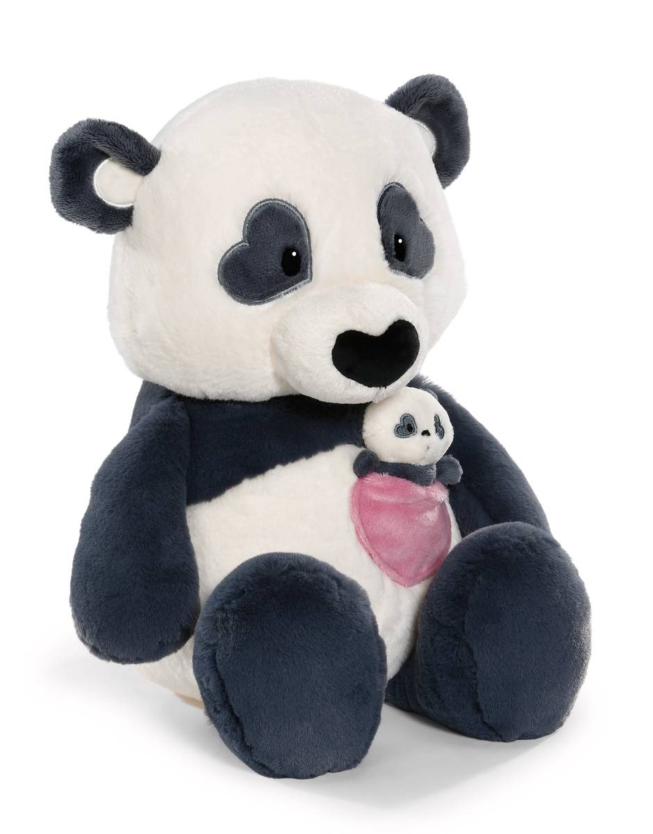 NICI Kuscheltier Love Panda mit Herztasche und Baby-Panda